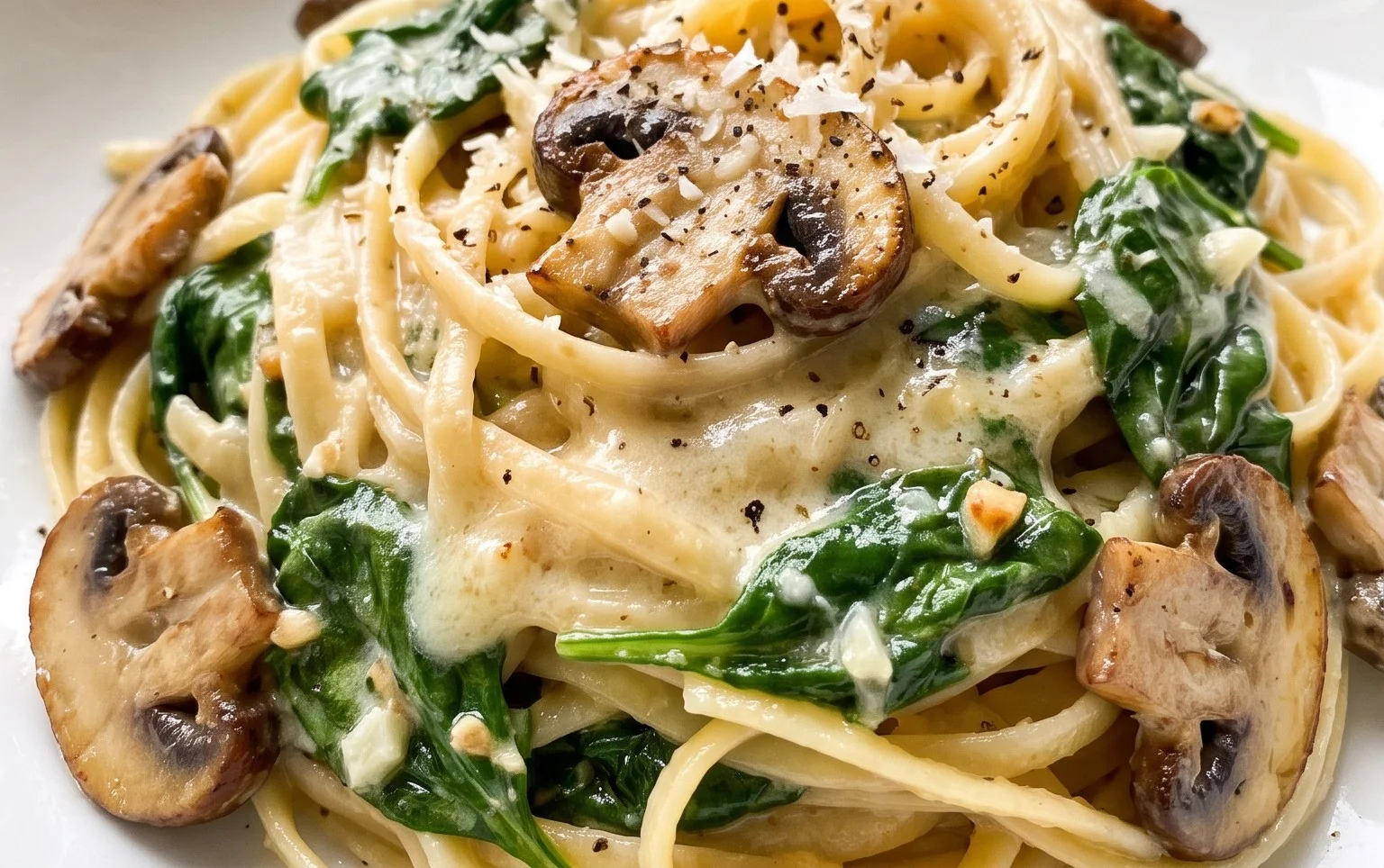 One-Pot Garlic Parmesan Pasta with Spinach and Mushrooms