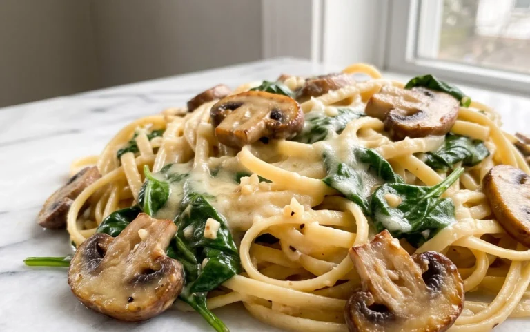 One-Pot Garlic Parmesan Pasta with Spinach and Mushrooms