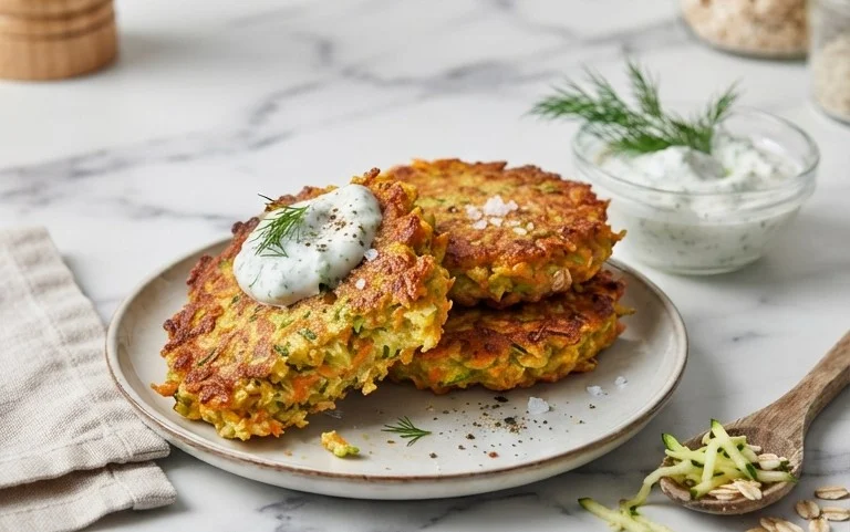 Zucchinipuffer mit Haferflocken und Möhren