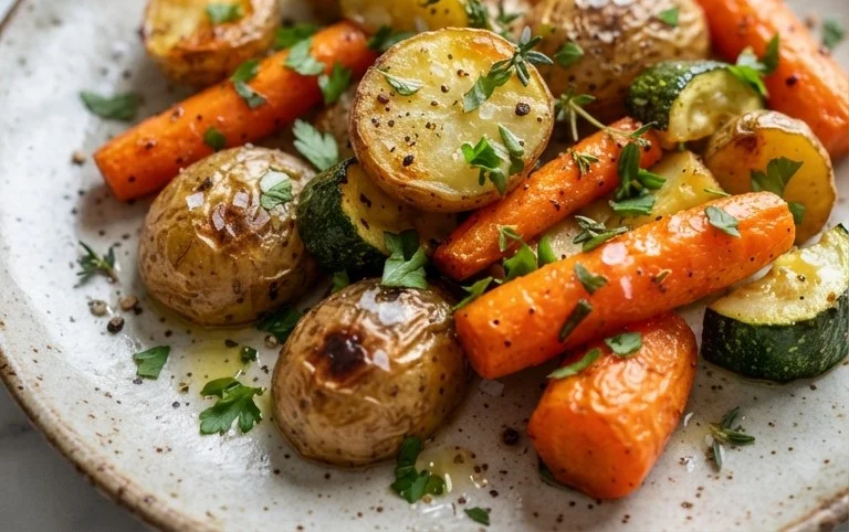 Garlic Herb Roasted Potatoes Carrots and Zucchini