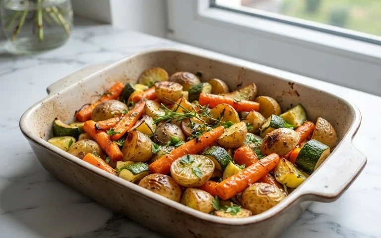 Garlic Herb Roasted Potatoes Carrots and Zucchini