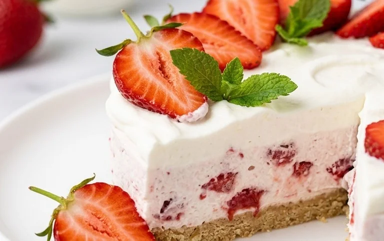 3 Ingredient No Bake Strawberry Cloud Cake