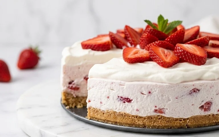3 Ingredient No Bake Strawberry Cloud Cake