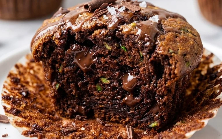 Healthy & Moist Chocolate Zucchini Muffins