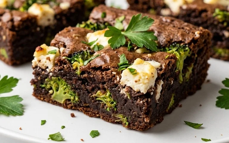 Broccoli and Feta Brownies