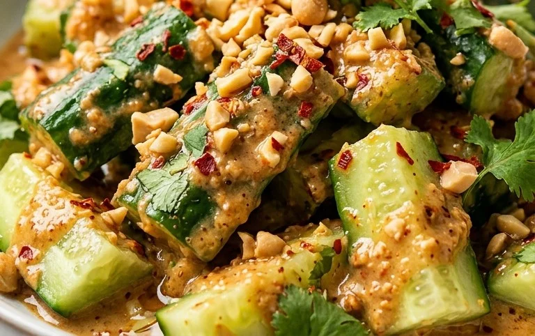 Cucumbers in Spicy Peanut Sauce