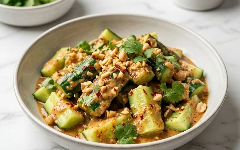 Cucumbers in Spicy Peanut Sauce