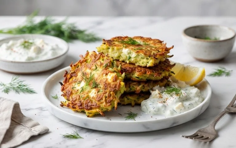 Zucchinipuffer mit Feta und Tzatziki: Das Unglaubliche Ultimative Rezept für 4 Portionen