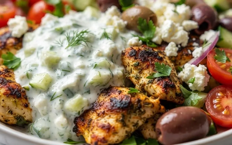 Mediterranes Hähnchen-Gyros mit Feta-Tzatziki genießen!