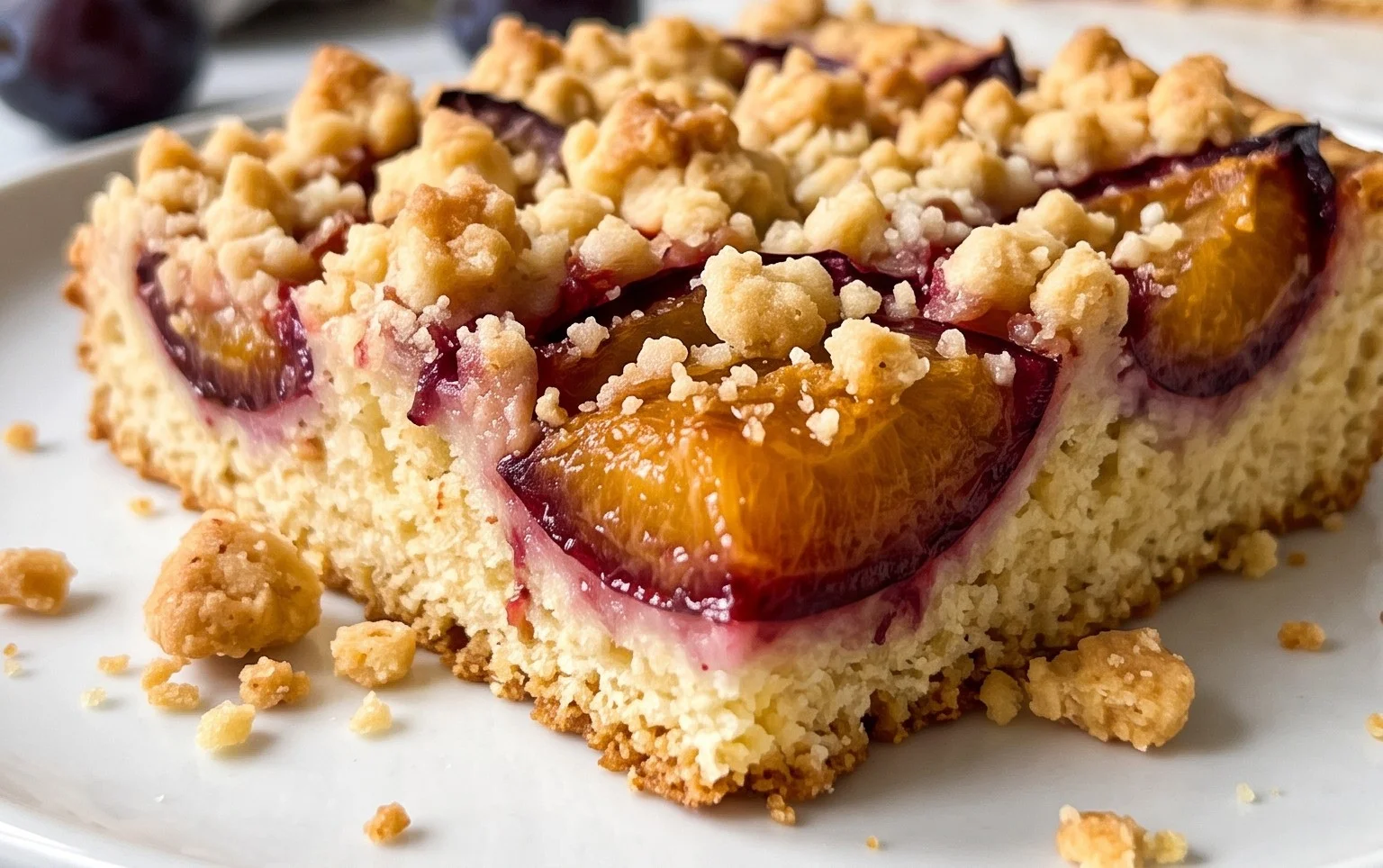 Rezept für Streusel-Pflaumenkuchen vom Blech mit Hefeteig