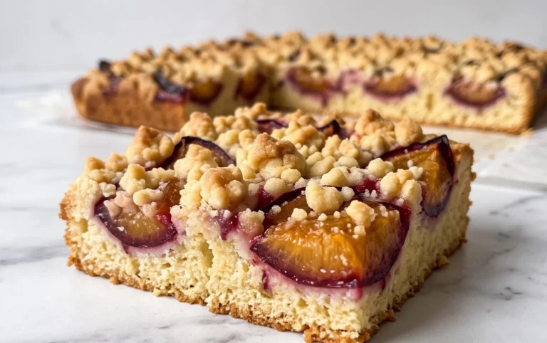 Rezept für Streusel-Pflaumenkuchen vom Blech mit Hefeteig