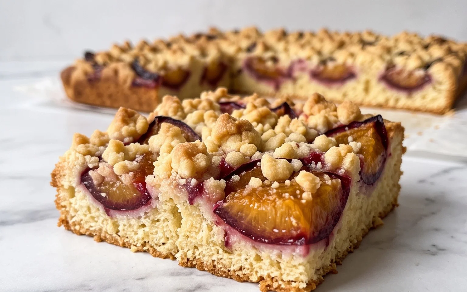Rezept für Streusel-Pflaumenkuchen vom Blech mit Hefeteig
