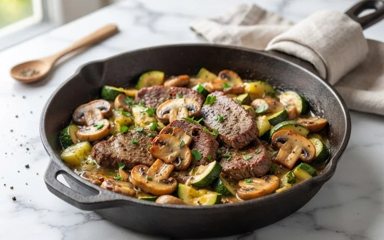 Zucchini-Cbeef hampignonpfanne