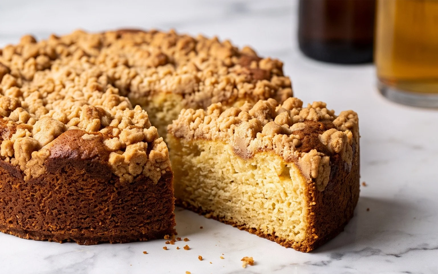 Stachelnon-alcoholic beerkuchen mit Streuseln