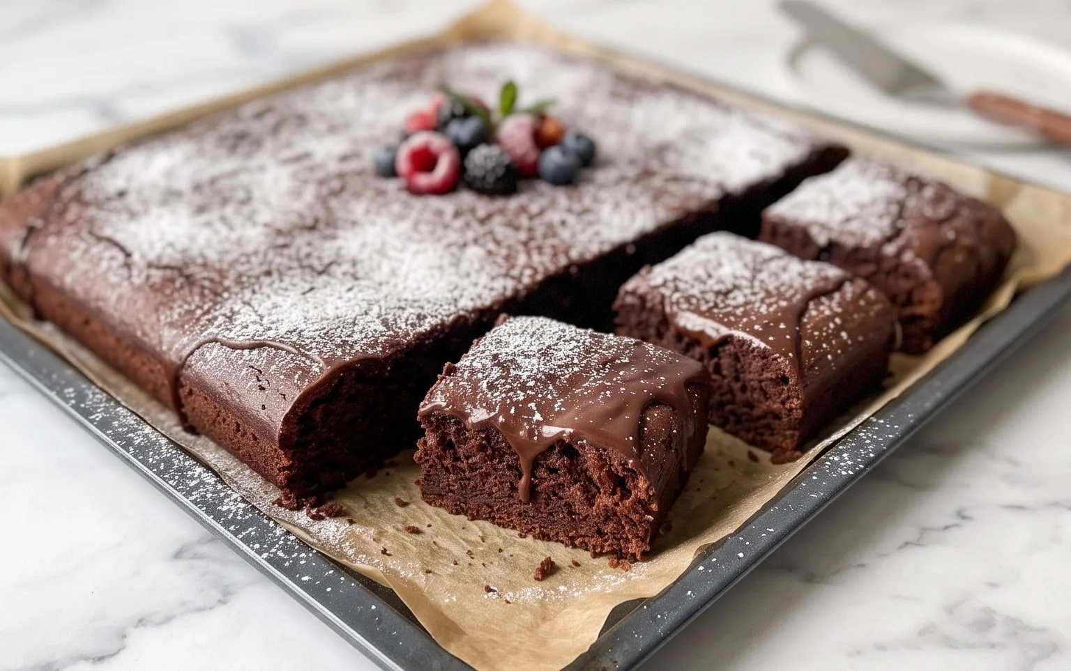 Schokokuchen vom Blech - saftig & schnell