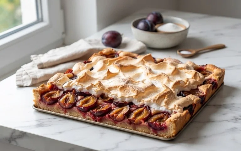 Polnischer Zwetschgen Kuchen vom Blech mit Baiser